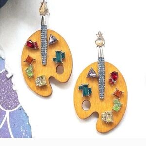 Piper K Earrings Glass Stones NIB